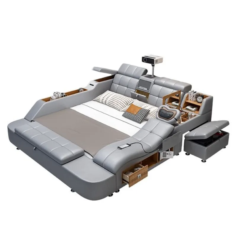 & Fancy Upholstered Sleeping Bed 180x200cm Double Minimalist Full Size Bed King Queen Size Nordic Storage Home Bedroom Furniture