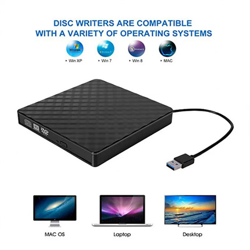 Z Slim External CD DVD RW Drive USB 3.0 Writer Burner Player For Laptop Computer