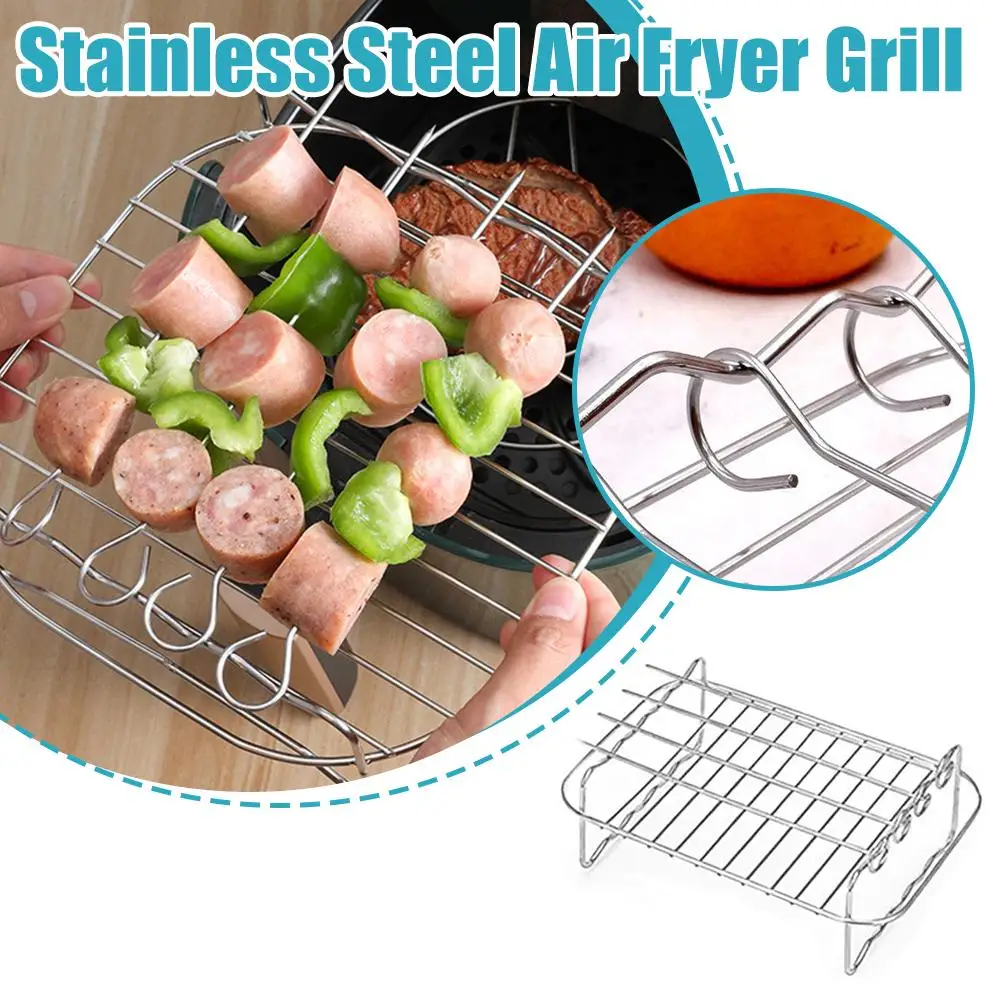 

Stainless Steel Air Fryer Barbecue Grill 4-Pin Electric Fryer Accessories Square Barbecue Grill Bread Rack