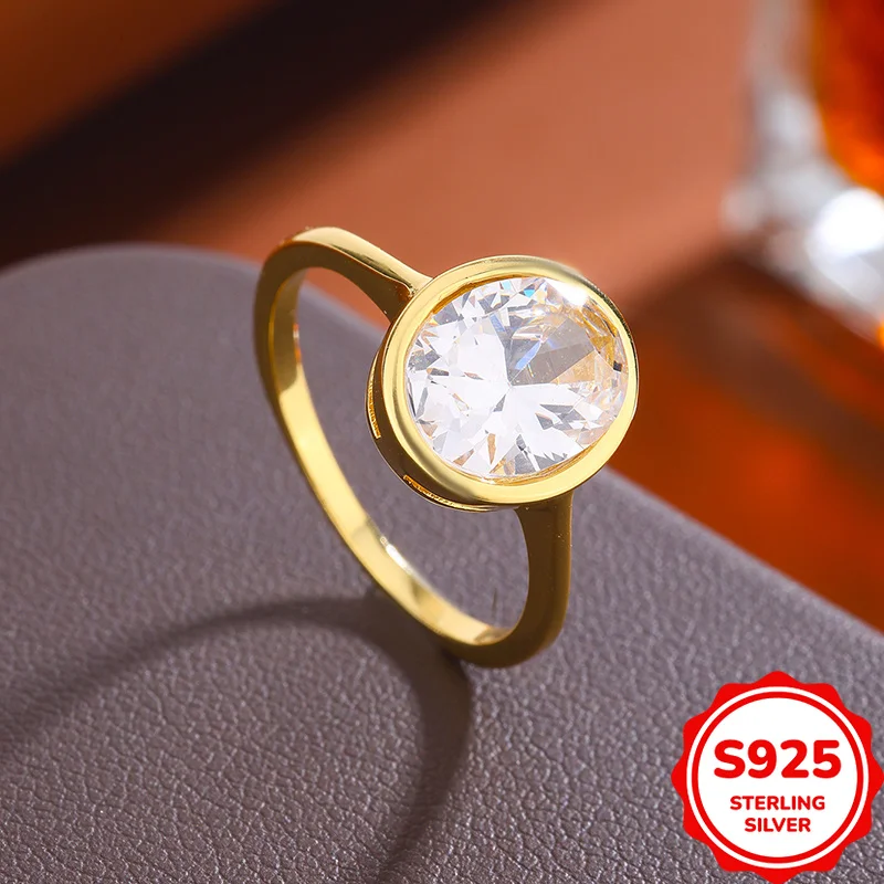 

Classic Fashion Versatile Authentic S925 Silver Micropaved Oval Dove Egg Women's Wedding Ring