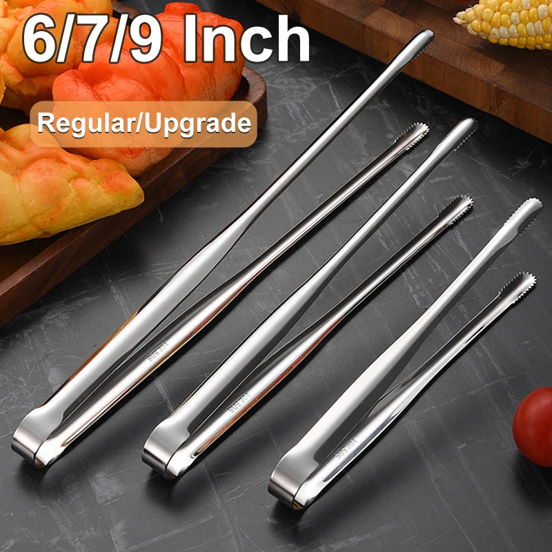 

Barbecue food tongs 6/7/9 inch stainless steel barbecue tongs anti slip cooking clip portable picnic tweezers steak clip