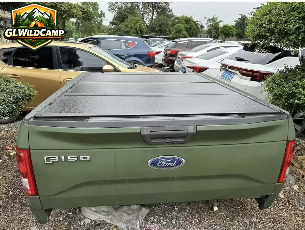 Retractable Manual Quad-Fold Hard Tailbox for T8 T9 Silverado Aluminum Alloy Waterproof Locking No-Drill 1 Year Warranty