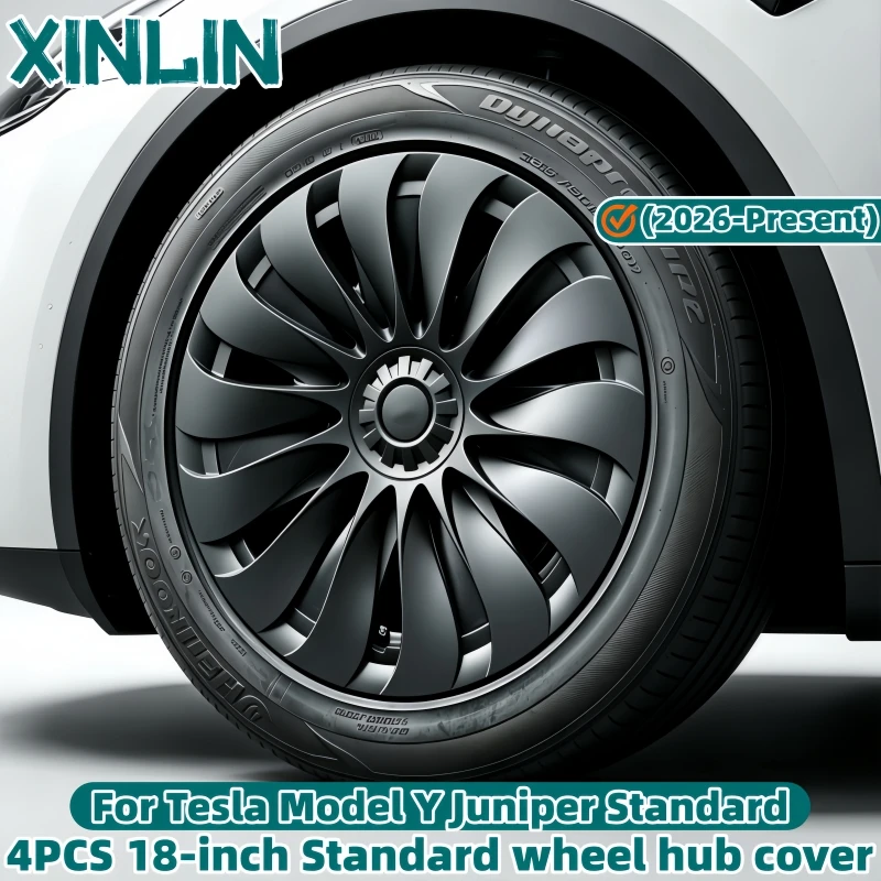 18 Inch Wheel Covers for Tesla Model Y Juniper Standard 2026 4PCS Aperture Induction Style Hubcap Replacement Full Rim Car Acces