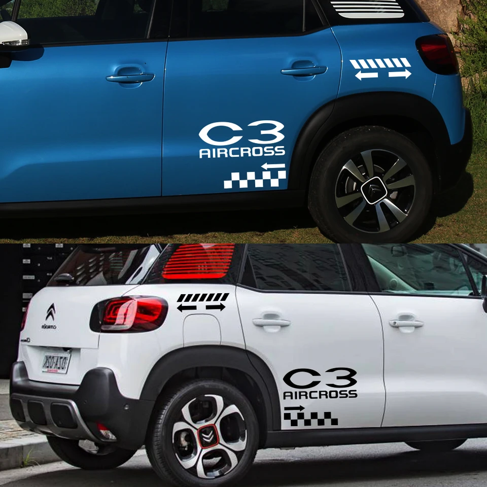 For Citroen C3 Aircross Car Side Stickers Racing Sport Lattice