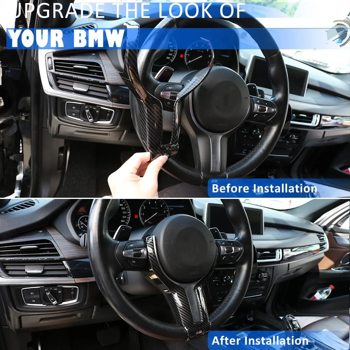 Steering Wheel Cover Decorative Trim for BMW F20 F22 F21 F30 F32 F33 F36 F06 F12 F13 X5 F15 X6 F16 M-Sport Car Accessories