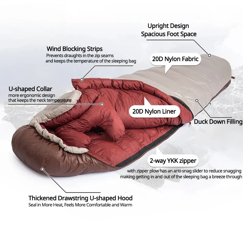 Snowbird Mummy Sleeping Bag All Season Waterproof  Bag Duck Down Winter Sleeping Bag Naturehike Camping Sleeping Bags
