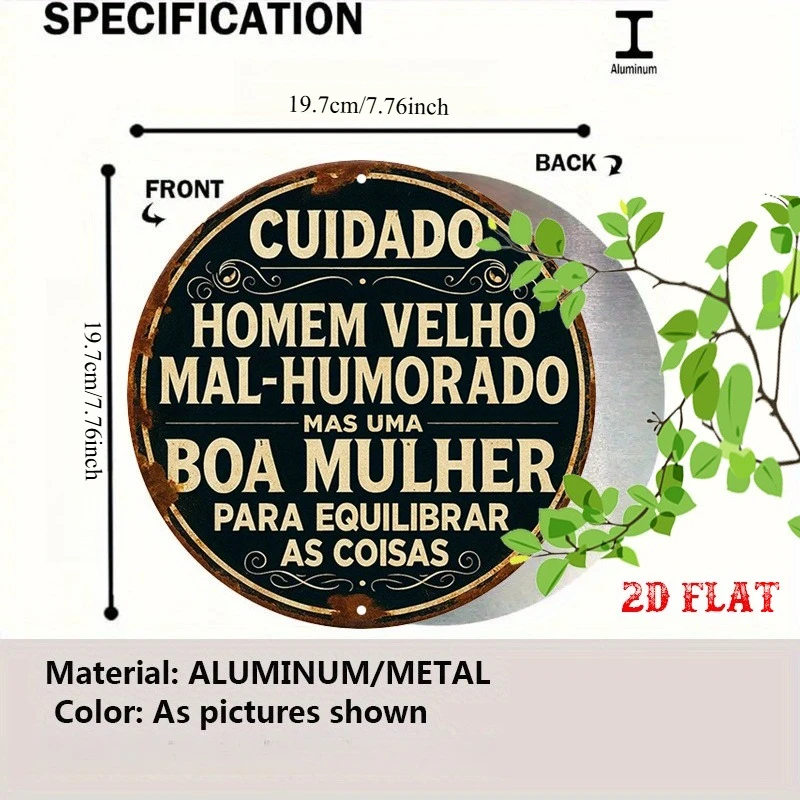 2D Flat 1pc Vintage Sign Aluminum Metal Tin Sign, Cuidado Round Aluminum Sign, Old for Man Aluminum Sign