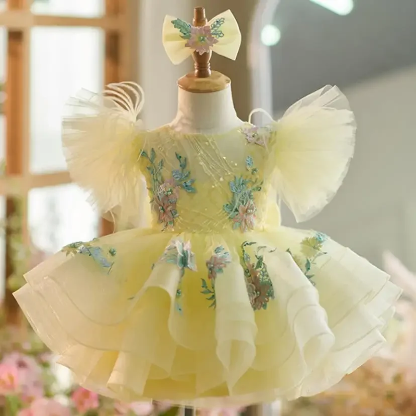 Children's Princess Ball Gown Host Performance Wedding Birthday Baptism Party Girls Dresses Vestidos Bridesmaid Dresses