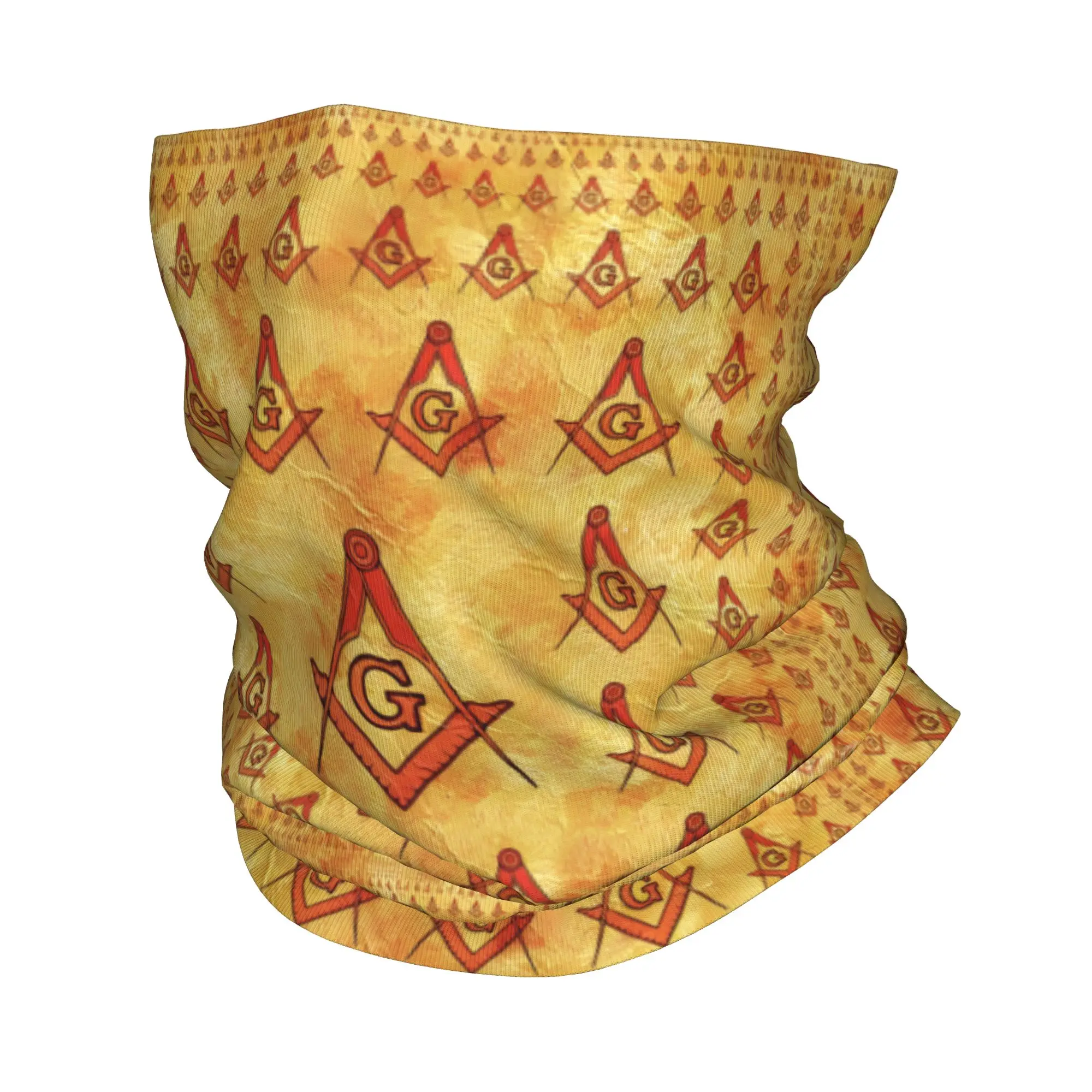 Custom Freemason Masonic Square And Compass Logo Gold Winter Headband Neck Warmer Women Men Ski Tube Scarf  Face Bandana Gaiter