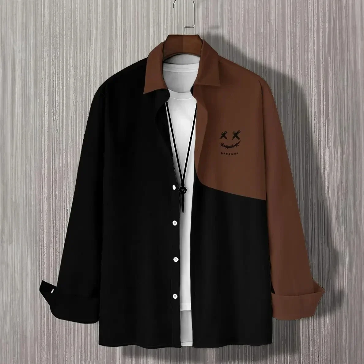 Fashion Trend Patchwork 3D Printed Lapel Men's Shirt Man Casual Fashion Long Sleeves Shirts Button Streetwear Oversized Clothing