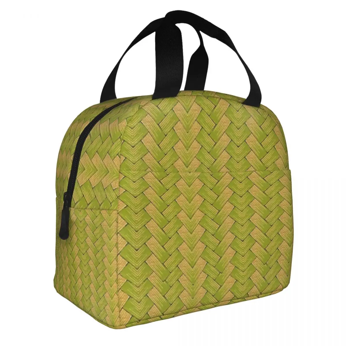 Traditional Bamboo Weave Pattern Lunch Bento Bags Portable Aluminum Foil thickened Thermal Cloth Lunch Bag for Women Men Boy