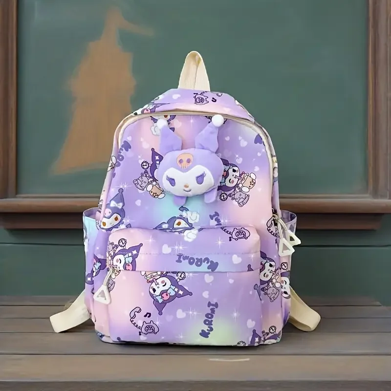 قطعة واحدة من حقيبة الظهر الوردية KT، أشرطة كتف قابلة للتعديل متعددة الطبقات، خفيفة الوزن وقابلة للطي، طباعة عشوائية للسفر اليومي