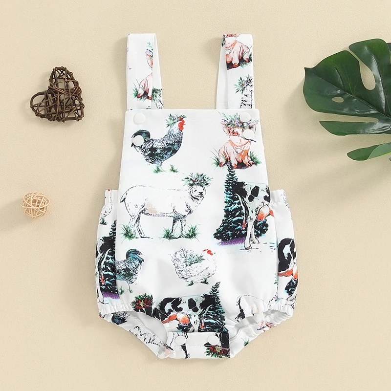 

Newborn Baby Boy Girl Summer Outfits Cotton Romper Farm Animal Baby Overalls 0 3 6 9 12 Months Infant Clothes