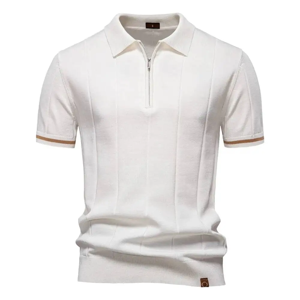New Men's Business Casual With Knitted Collar Short Sleeve For Cross-Border Spring And Summer, Breathable Polo Shirt
