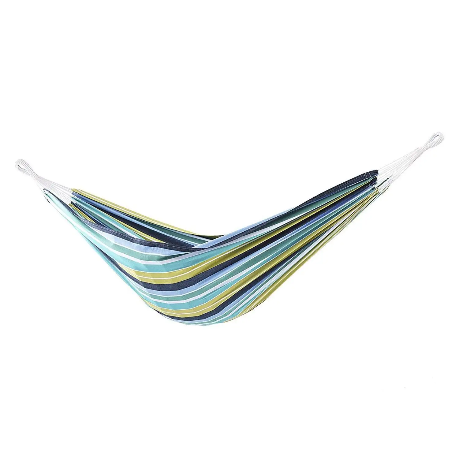 Brazilian Style Double Outdoor Cotton Hammock with Carry Bag, Cayo Reef