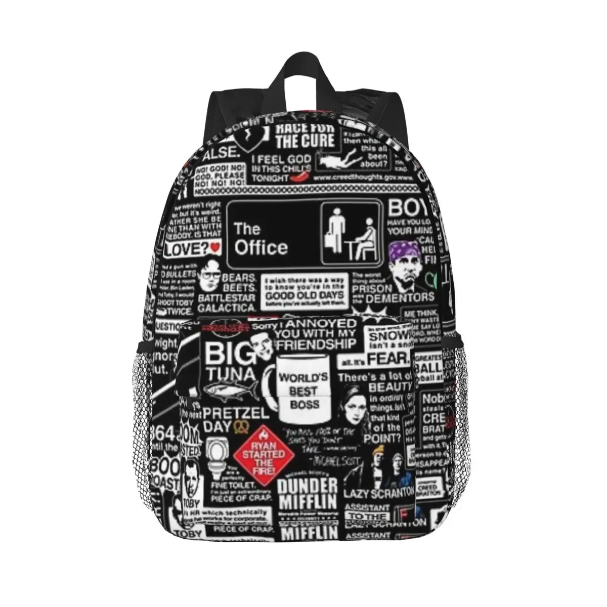 Mochila impermeável estudante de grande capacidade, sábias palavras do escritório para meninas e meninos, leve, 15"