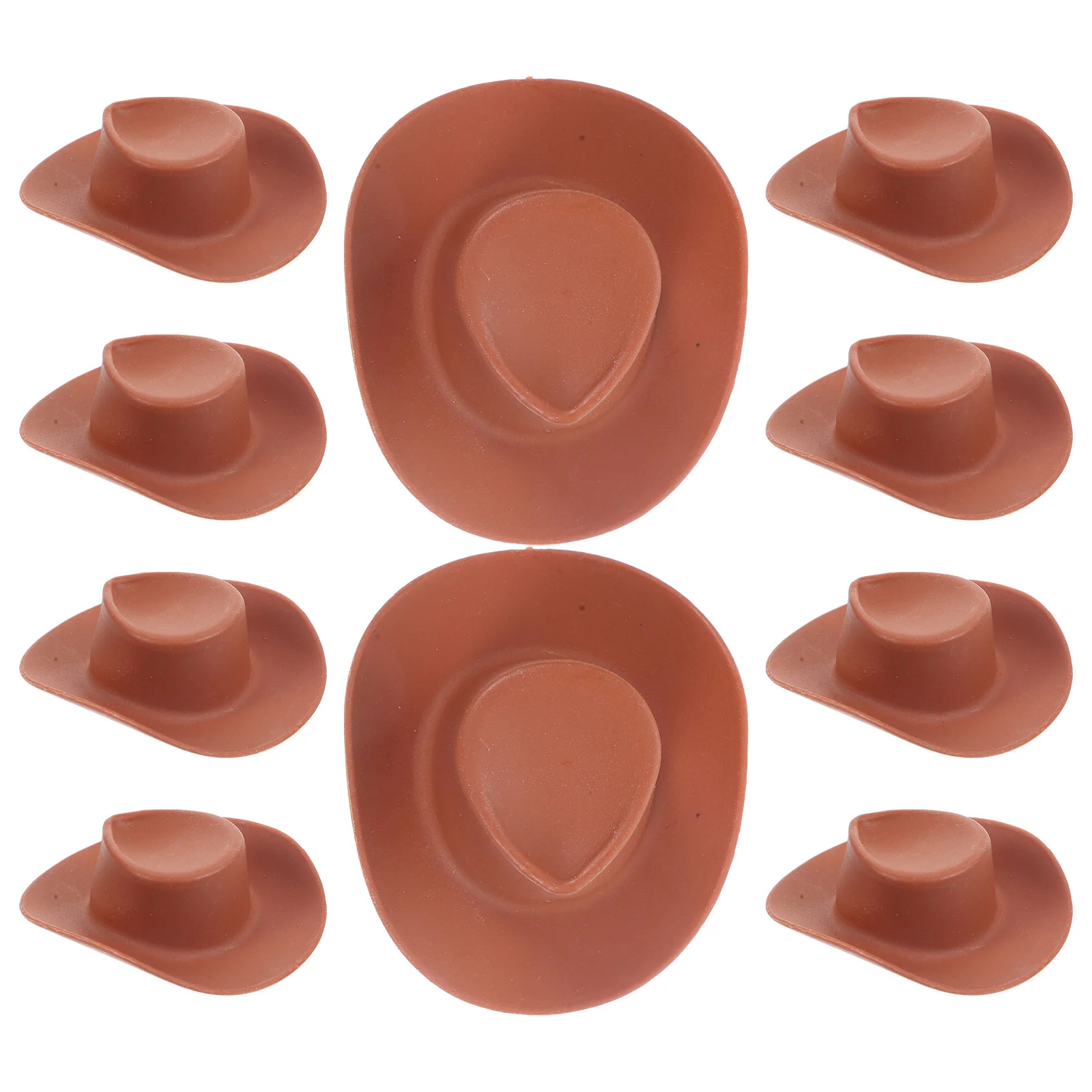 

10 Pcs Small Hat Cowboy Toys Cake Decors Mini Hats for Crafts Plastic Tiny Ornament DIY Accessories Miniature