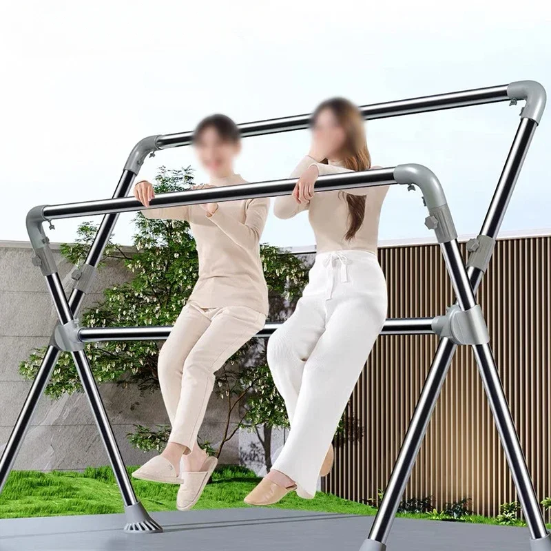 

Mobile double rod floor drying rack Simple drying rack Double rod non-punching lifting adjustment telescopic rod drying rack