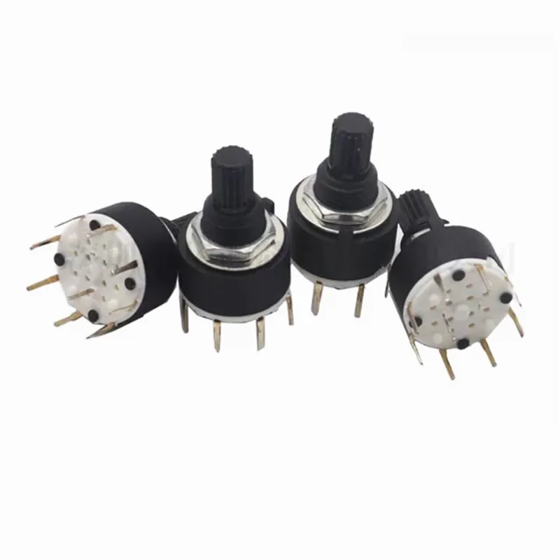 2PCS SR16 RS16 Diameter 16mm Rotary Band Switch 2 Pole 3 4 Position 1 Pole 5 6 8 Position Handle Length 15MM Plastic