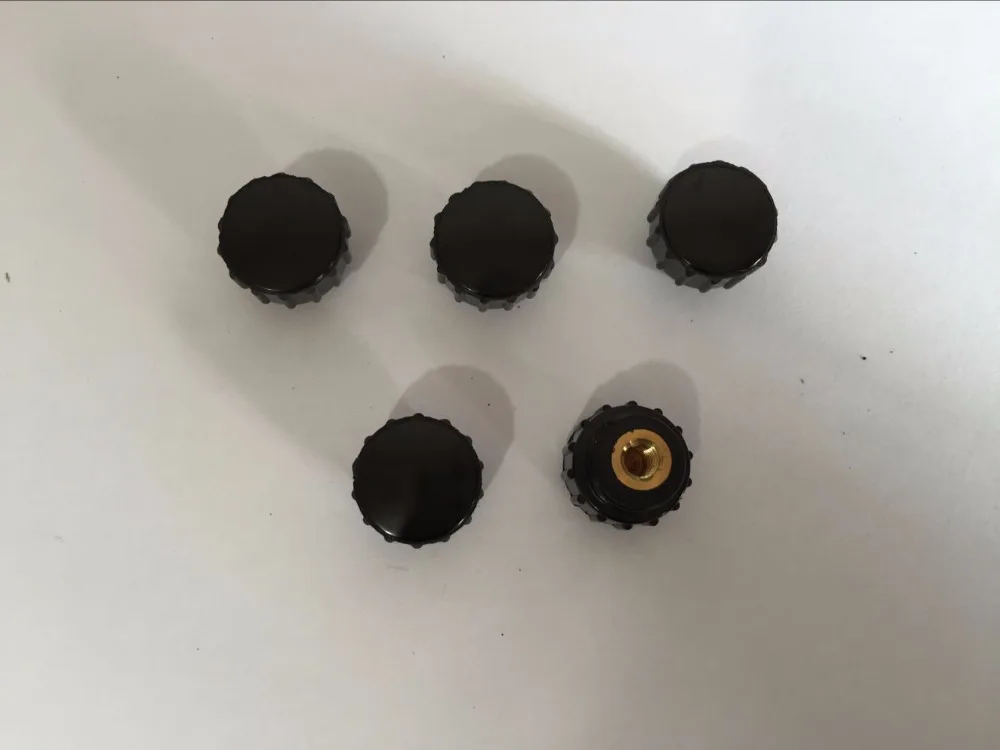 5pcs Black 4mm Feamle Thread 10mm Height Knurled Star Knob