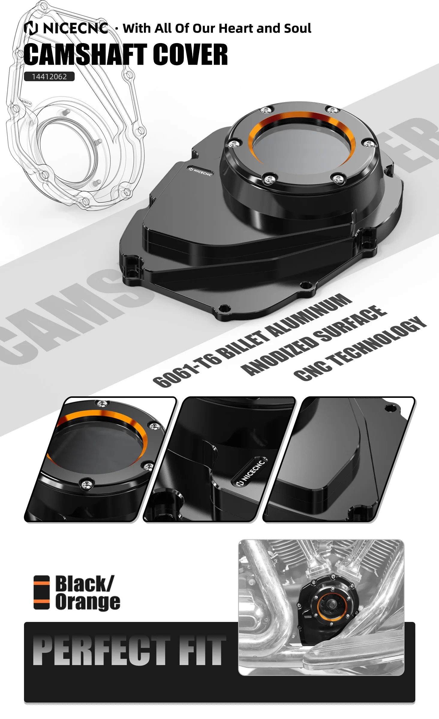Für Harley Softail Standard 107-14, Fat Boy/Fat Boy/Street Bob/Breakout/Heritage Classic Low Rider M8 Nockenwellenabdeckung – Detail 1