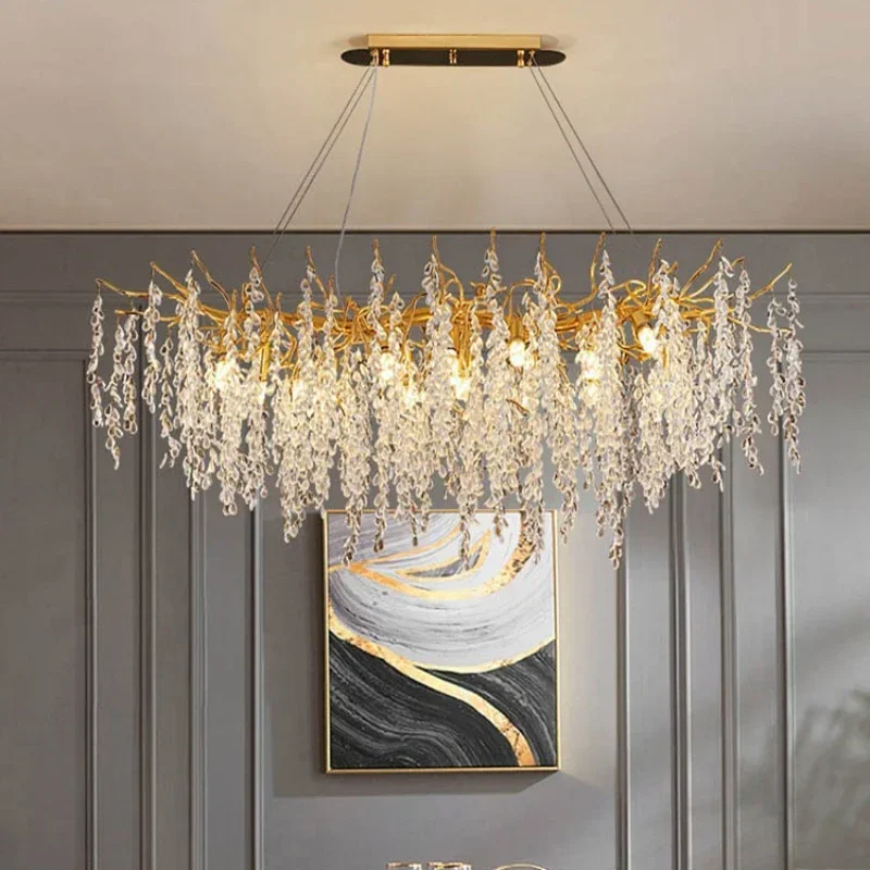 Branch-shaped Crystal Chandelier Living Room Art Home Decoration Indoor Loft Bedroom Ceiling Modern Luxury Led Chandelier Lustre