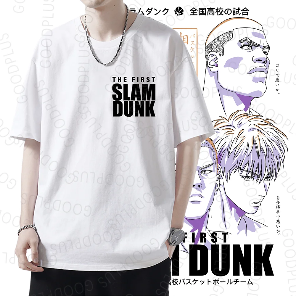 Slam Dunk 230g Heavy Cotton Anime T-shirt Basketball Manga Graphic Oversize Men Short Sleeve Tee Women Top Summer Couple Clothes