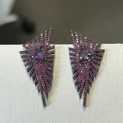 Bilincolor Fashion Red Geometric Earring for Women
