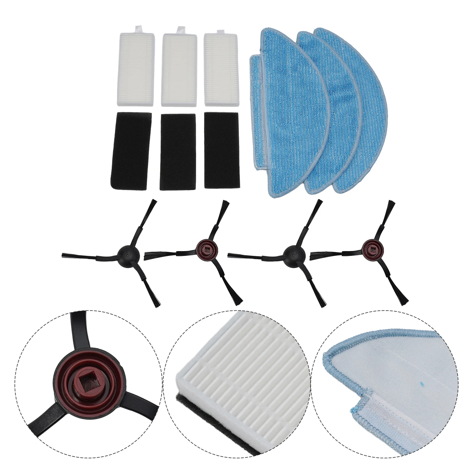 Fresh Air Improved Performance Side Brush Filter Mop Cloth Set for Lubluelu SL60D For Tikom L9000 10/21 Pieces Pack