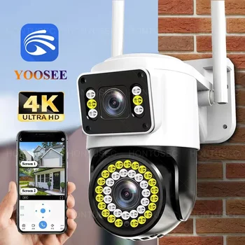 4k 8mp 4g yoosee câmera ip lente dupla wifi ptz rastreamento automático áudio em dois sentidos cor visão noturna câmera de vigilância de detecção humana