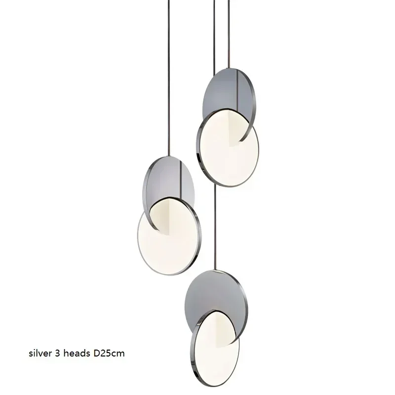 Nordic Minimalist Gold Silver Geometric LED Pendant Lamp Modern Hanging Light for Living Room Kitchen Dining Bedroom Home Decor