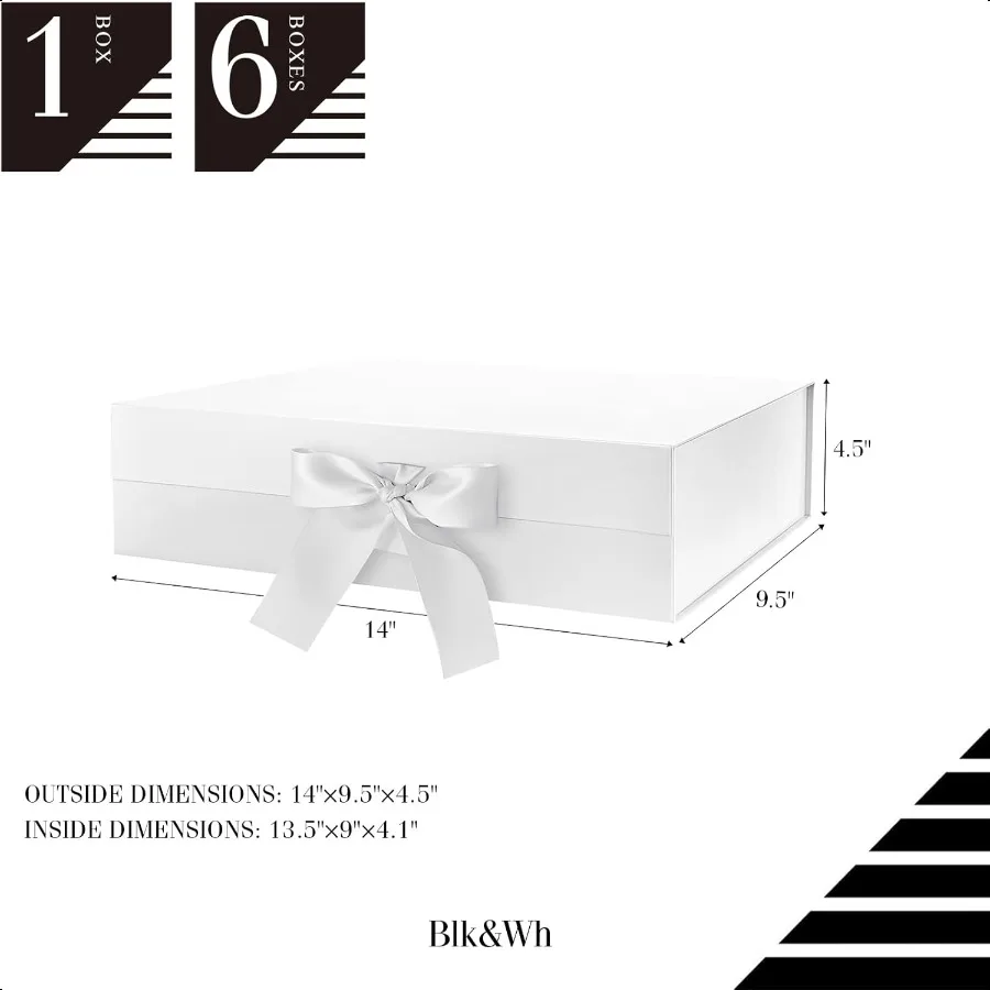 Kotak Hadiah Magnetik Mewah 13.5x9x4.1 Inci Putih