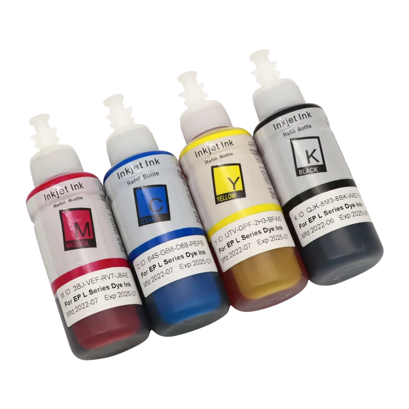 Tinta de tinte de 4 colores para impresora Epson L358, L360, L361, L362, L363, L364, L366, L375, L383, L385, L386, L395, L405, L455, L456, L475,