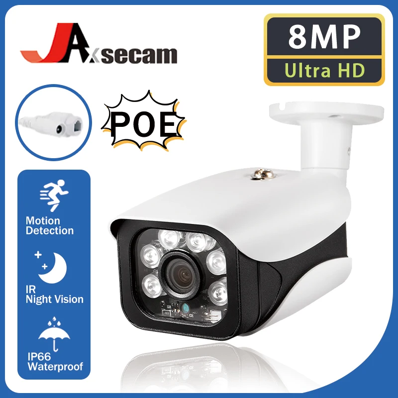 

4K 8MP Bullet POE Camera Ai Human Detect Built-in Microphone Security IP Camera IR Night Vision Smart Home CCTV Security IP Cam