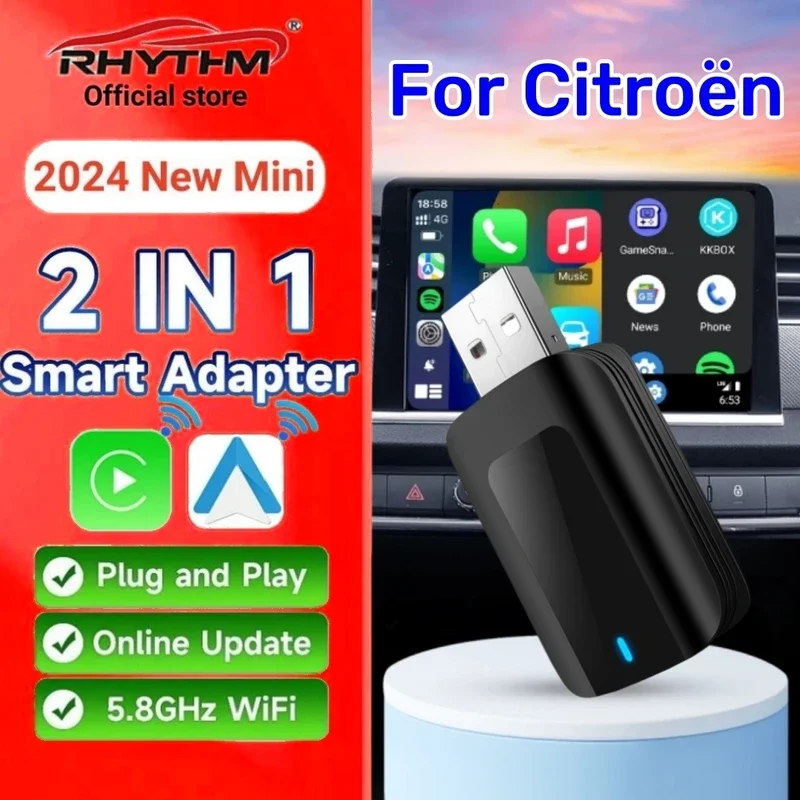 

Wireless Adapter CarPlay Android Auto 2 in1 Smart Dongle Play&Plug For Citroën Aircross Berlingo Multispace C4 Picasso C5 Break