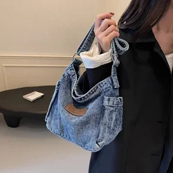 Solid Color Fashion Denim Crossbody Bag Large Capacity Casual Tote Shoulder Bag 2024 Hot Sale Bags for Women Bolsas Femininas