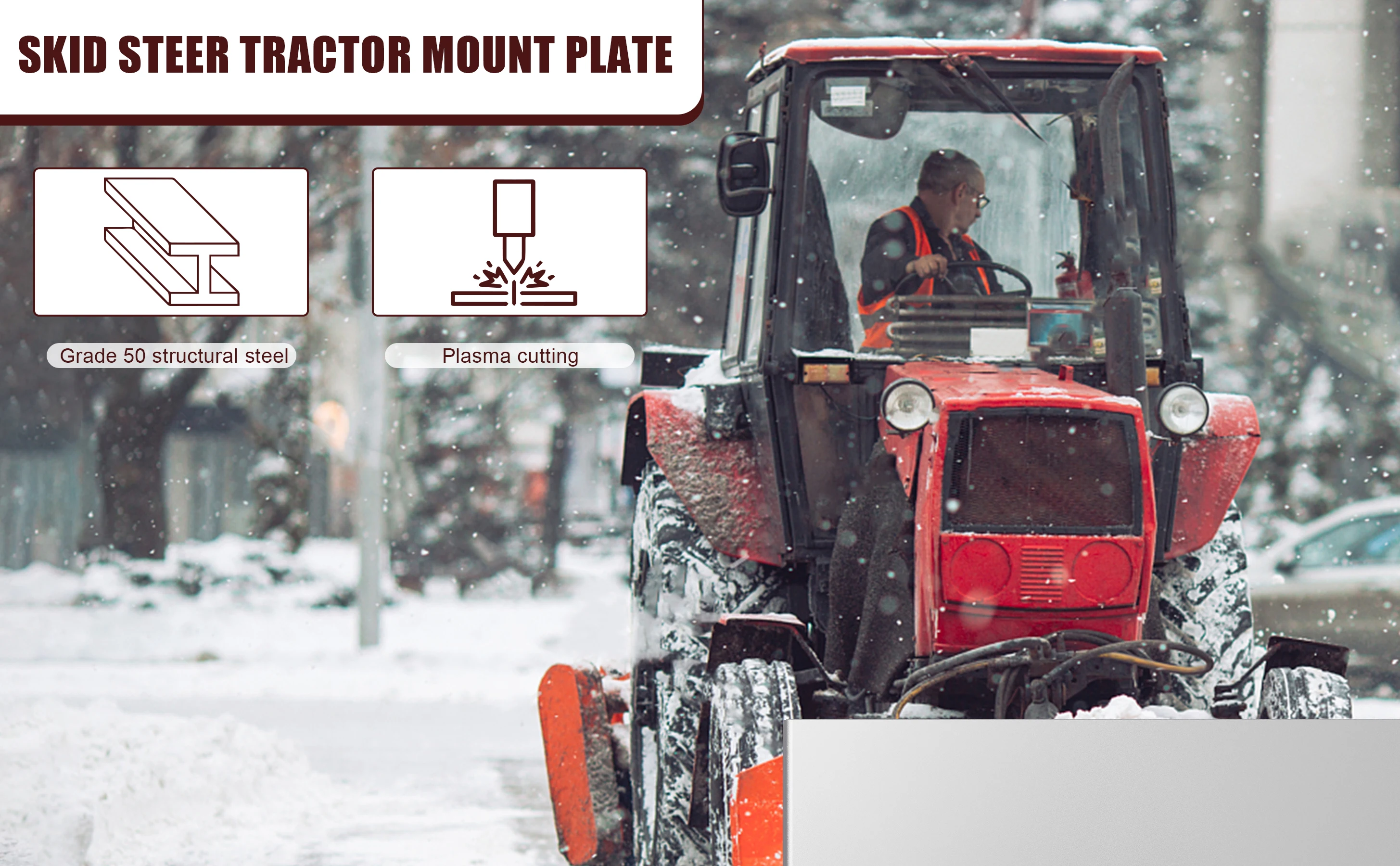 1/4" Skid Steer Attachment Plate, Quick Attach Mount Plate