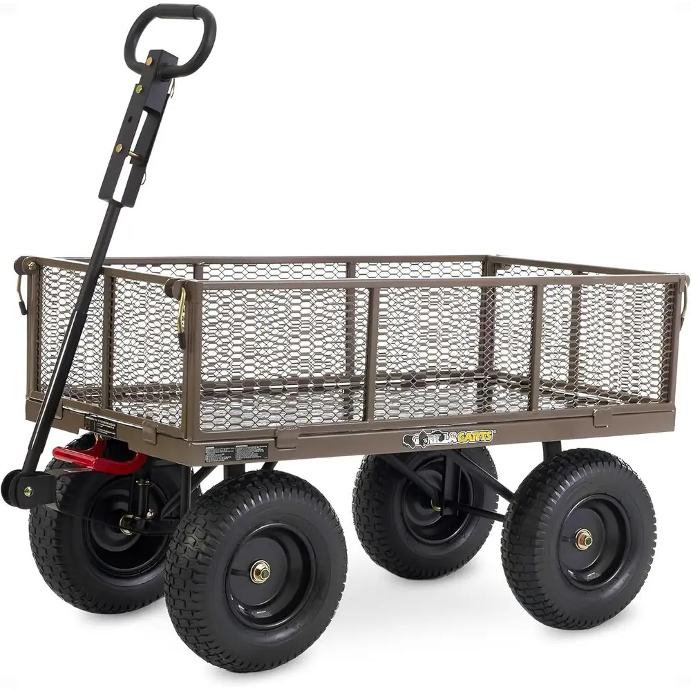 

Heavy-Duty 5 Cubic Ft Steel Dump Cart with 1200 lb Capacity for Outdoor Yard, Lawn, Garden, and Landscaping Use