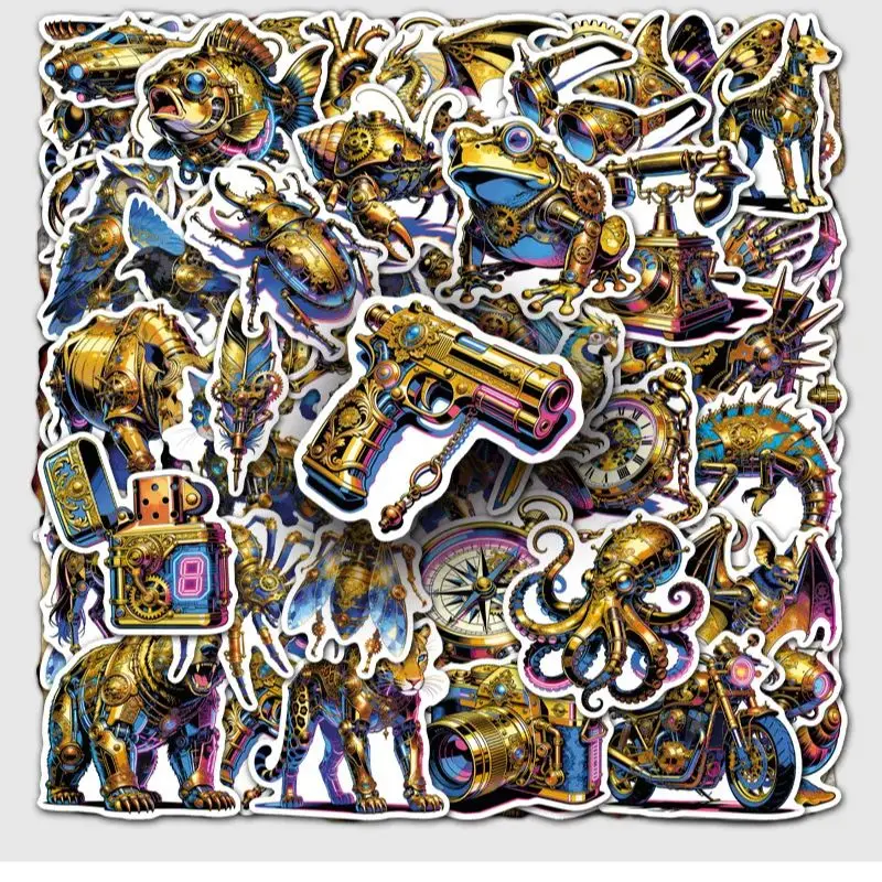 

50 шт. виниловых водонепроницаемых стикеров в стиле стимпанк для ноутбуков, телефонов, чехлов, бутылок для воды, DIY-декора