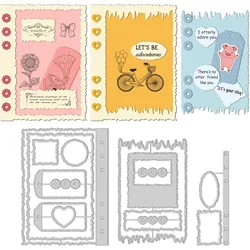 3szt Torn Edge Journal Cut Dies Photo Planners Cutting Dies Elegant Frame Memory Metal Embossing Stencil for Card Making