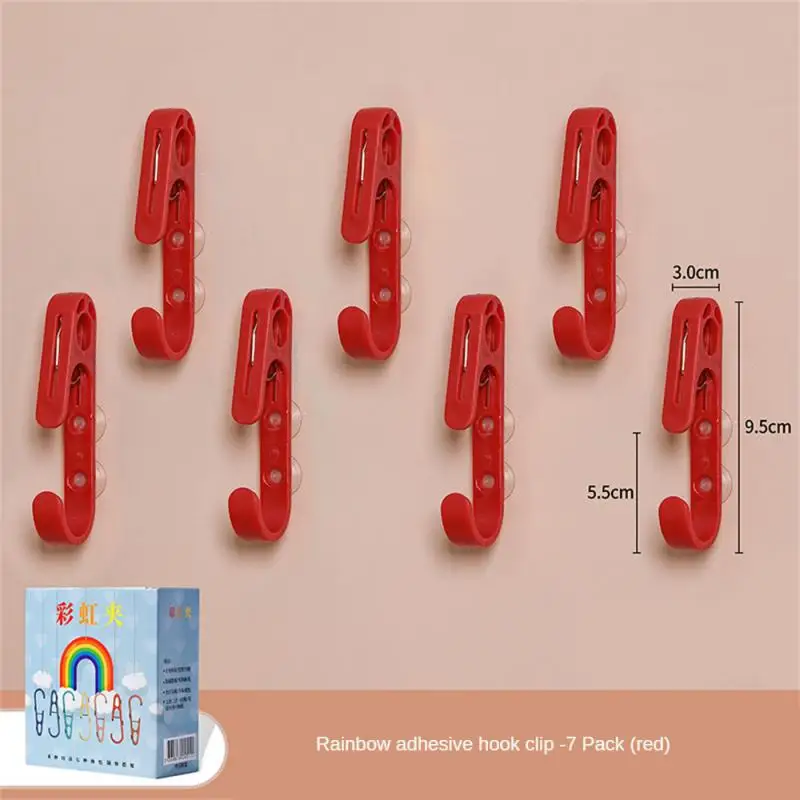 7pcs Hooks Non-punch Multifunctional Strong Hook Clip Kitchen Bathroom Household Household Organization Rack