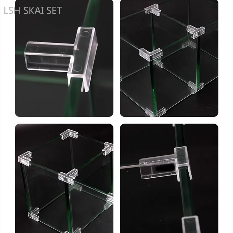 Afbeelding 5: 10 stks Acryl Vaste Snap Plastic Glas Clip Transparant Aquarium Hoekbeschermer Slot Meubelplanken Vaste Splicing Beugel