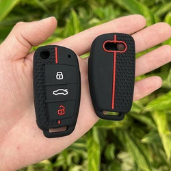 Silicone Car Folding Key Case Cover For Audi A3 A4 A5 A6 A7 Q3 Q5 S6 B6 B7 B8 C6 8P 8V 8L TT RS Car Key Protector Accessories