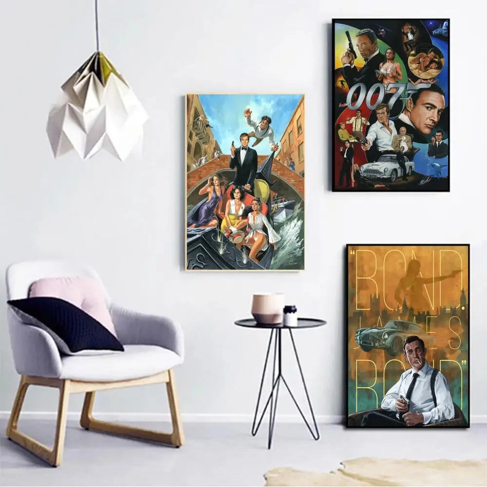 ملصق أسطورة بريطانية J-james-Bond ، ملصق ورقة بيضاء ، حائط فاخر لغرفة المعيشة ، ديكور بار ، فن جمالي ، لوحة جدارية ، 007