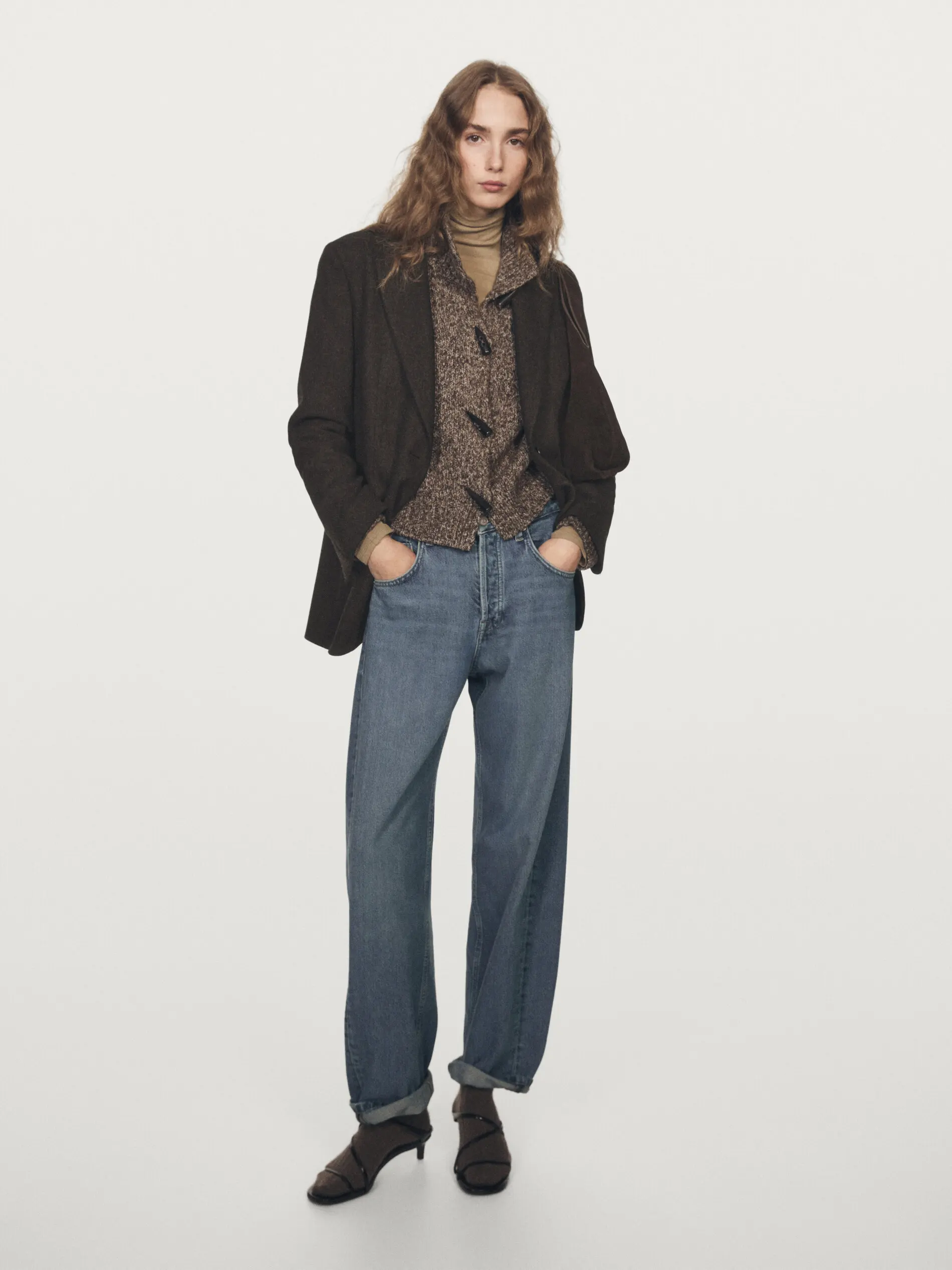 Allingentle Brown Woolen Women Blazer Elegant Single Button Jacket Perfect for Smart Casual Looks Customize