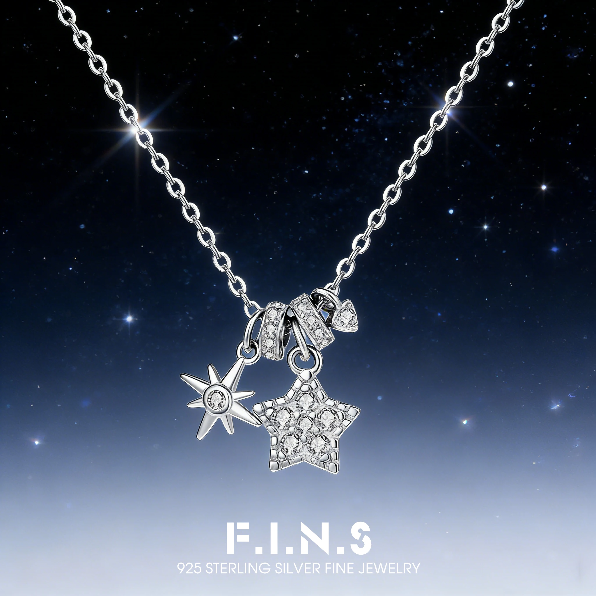 

Ожерелье F.I.N.S из стерлингового серебра S925 с пентаграммой, женское, для самостоятельного изготовления украшений, с подвесками-талисманами в виде звезд, цепочка на ключицу, изысканные ювелирные изделия, подарки