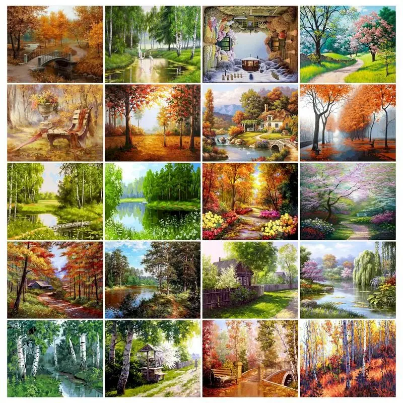 

SDOYUNO 60x75cm Frame DIY Painting By Numbers Tree Landscape Paint By Numbers diy kit HandPainted Drawing Home Decor Gift