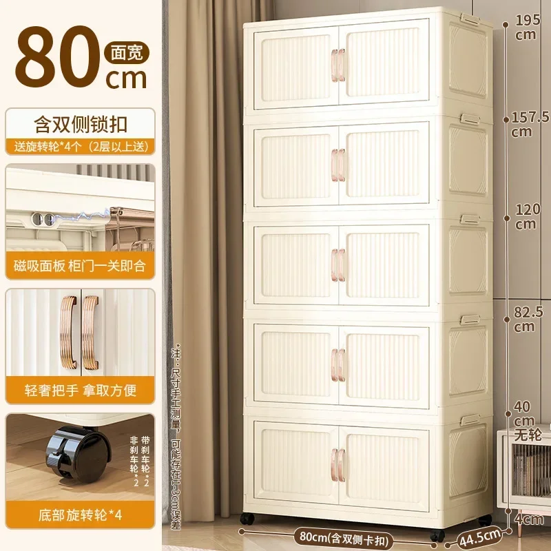 

80 Sides Wide and 5 Layers Installation-free Transparent Folding Wardrobe, Bedroom Locker, Plastic Storage Box