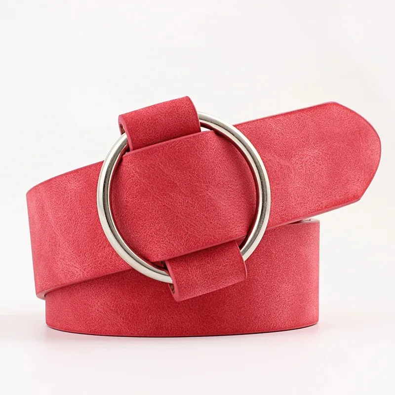3X105cm New Fashion Needleless Metal Round Ring Buckle Belt Woman for Strap Girdle for Leisure Dress Jeans Decorate Waistband