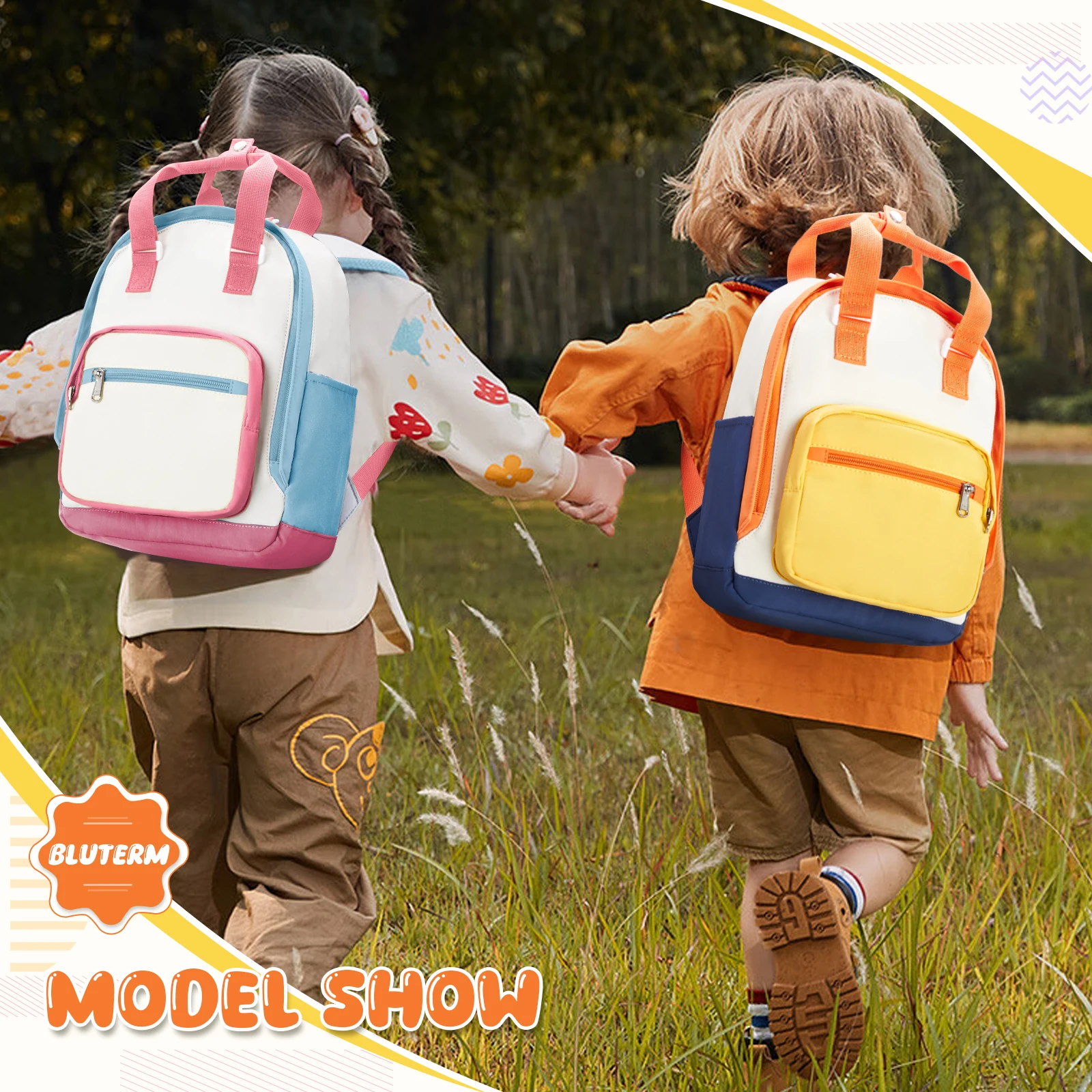 حقائب ظهر للأطفال لطيفة للغاية ، حقيبة مدرسية ، حقيبة ظهر للأطفال ، تصميم تباين الألوان ، متعدد الألوان ، اختياري